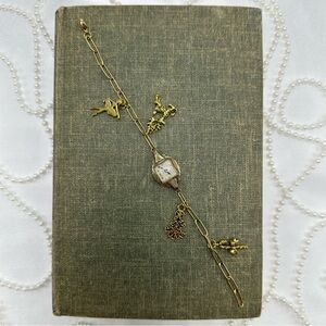 Gold Watch Paperclip Chain Christmas Charm Bracelet